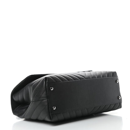 Chanel Caviar Chevron Quilted Medium Coco Handle Flap Black 4 of 11