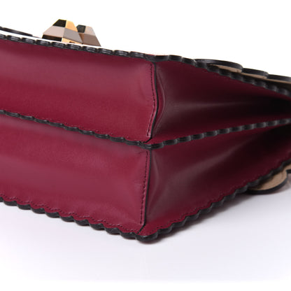 Fendi Vitello Liberty Scalloped Studded Kan I Shoulder Bag Black Cherry 10 of 10