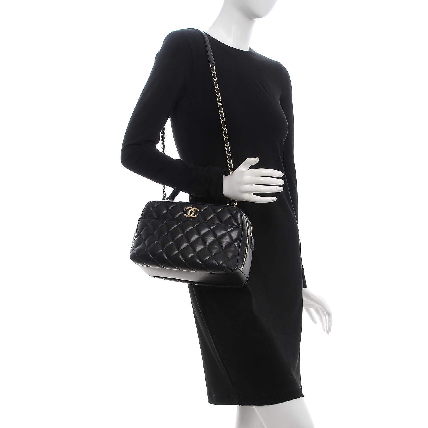 Chanel Lambskin Quilted Medium Trendy CC Bowling Bag Black 2 of 8