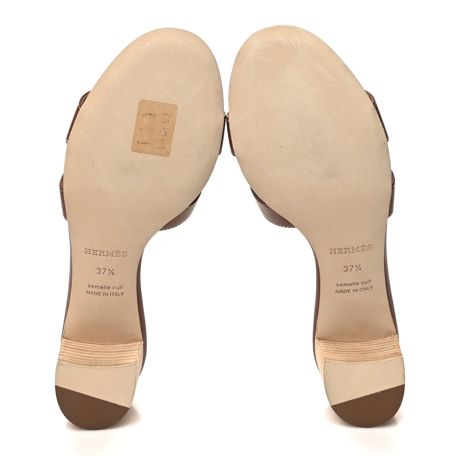 Hermes Calfskin Oasis Sandals 37.5 Gold 5 of 9