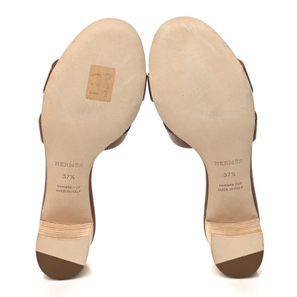 Hermes Calfskin Oasis Sandals 37.5 Gold 5 of 9