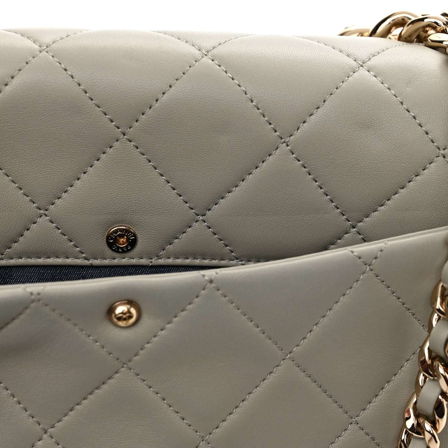 Chanel Lambskin Quilted Resin Bi-Color Chain Flap Bag Grey 14 of 15