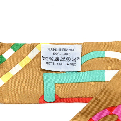 Hermes Silk Bouclerie Moderne Plumetis Twilly Tabac Rose Bleu 4 of 4