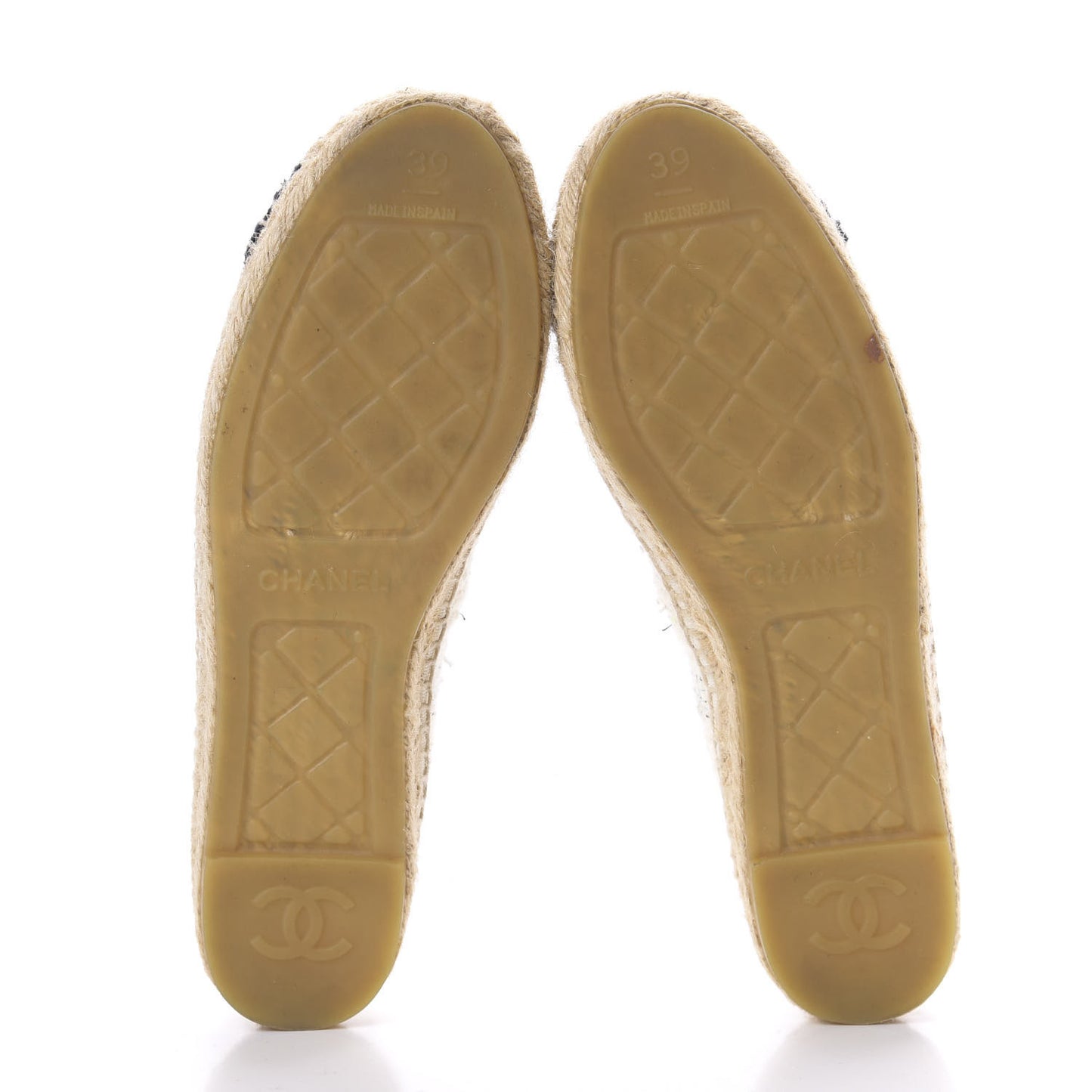 Tweed CC Espadrilles 39 Ecru White Blue Black
