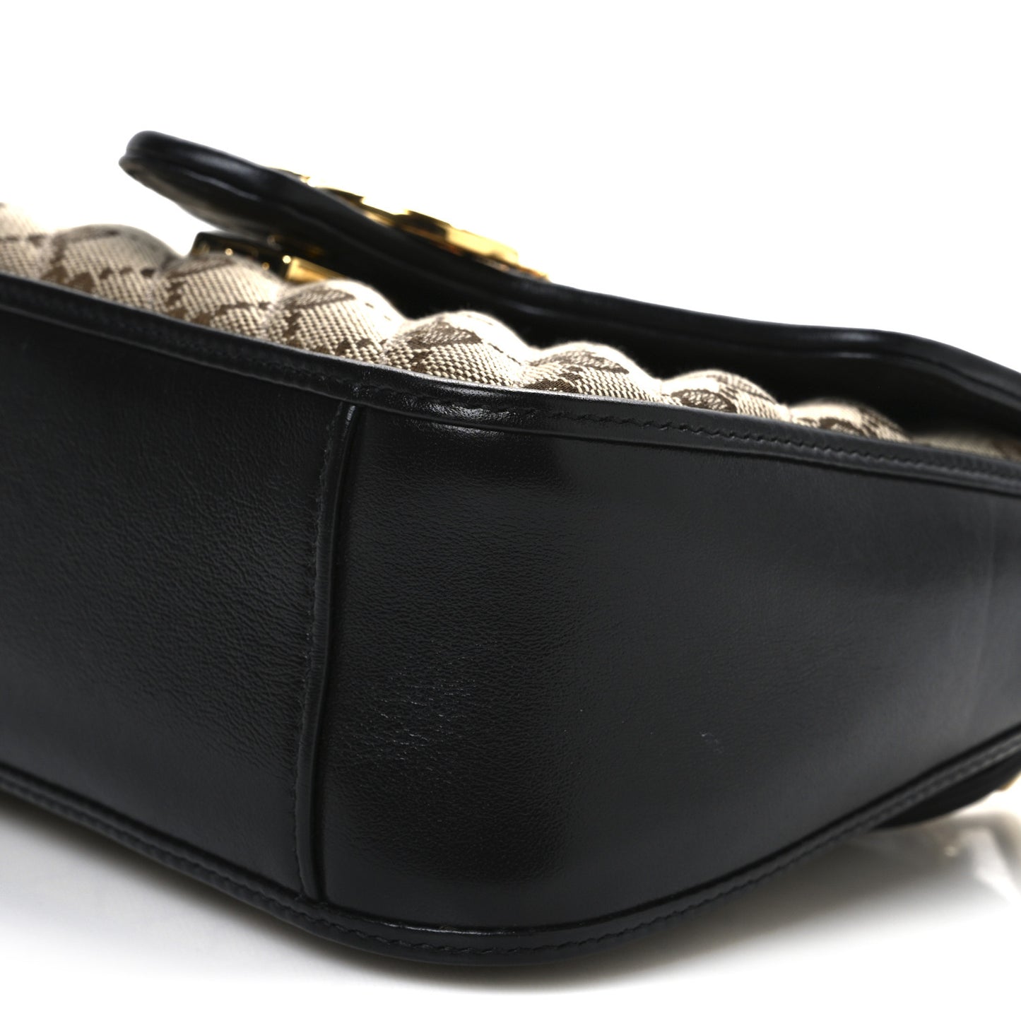 Monogram Azalea Calfskin Matelasse Diagonal Mini GG Marmont Top Handle Shoulder Bag Beige Ebony Black Beige Ebony Black