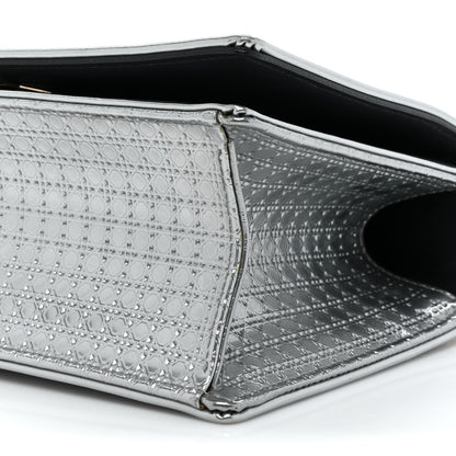 Christian Dior Metallic Patent Micro-Cannage Small Diorama Flap Bag Silver 8 of 17