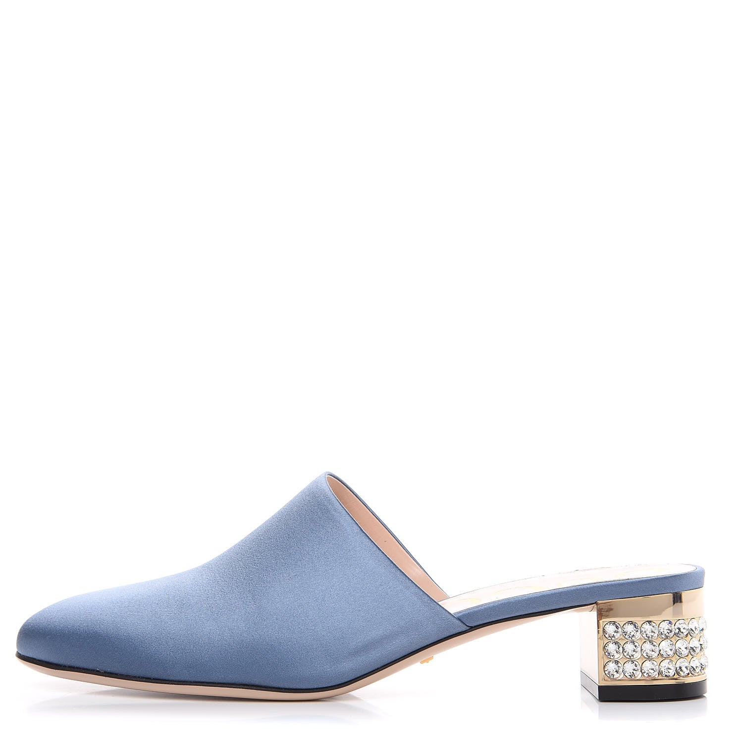 Gucci Silk Satin Crystal Embellished Bow Mules 38.5 Carta Zucchero 1 of 11