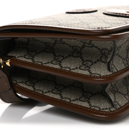 Gucci GG Supreme Monogram Azalea Calfskin Mini Retro Interlocking G Flap Shoulder Bag Beige Ebony Brown Sugar 10 of 11