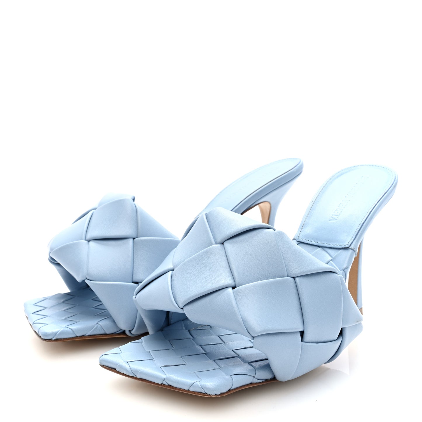 Nappa Maxi Intrecciato Lido Mule Sandals 40 Ice