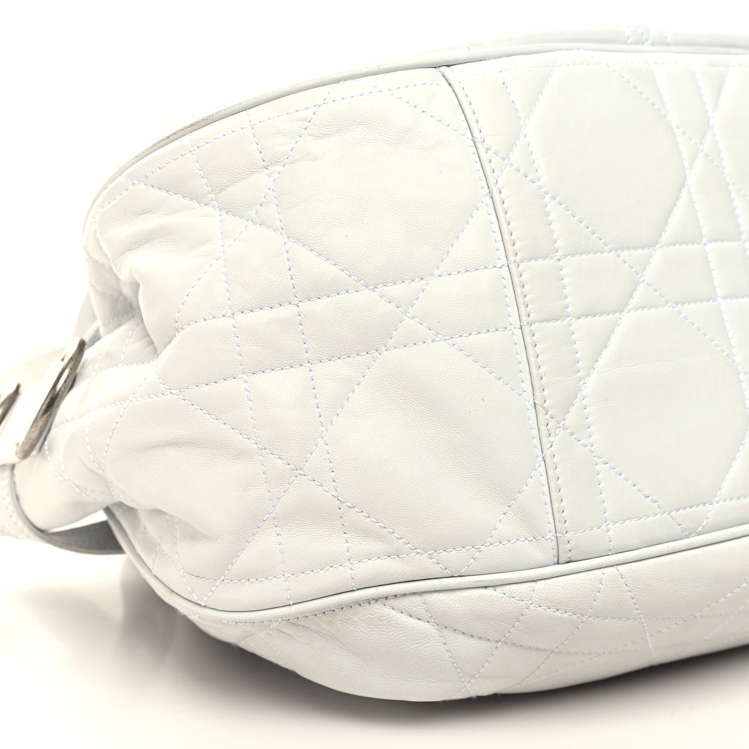 Christian Dior Lambskin Drawstring Cannage Flap Bag White 9 of 12