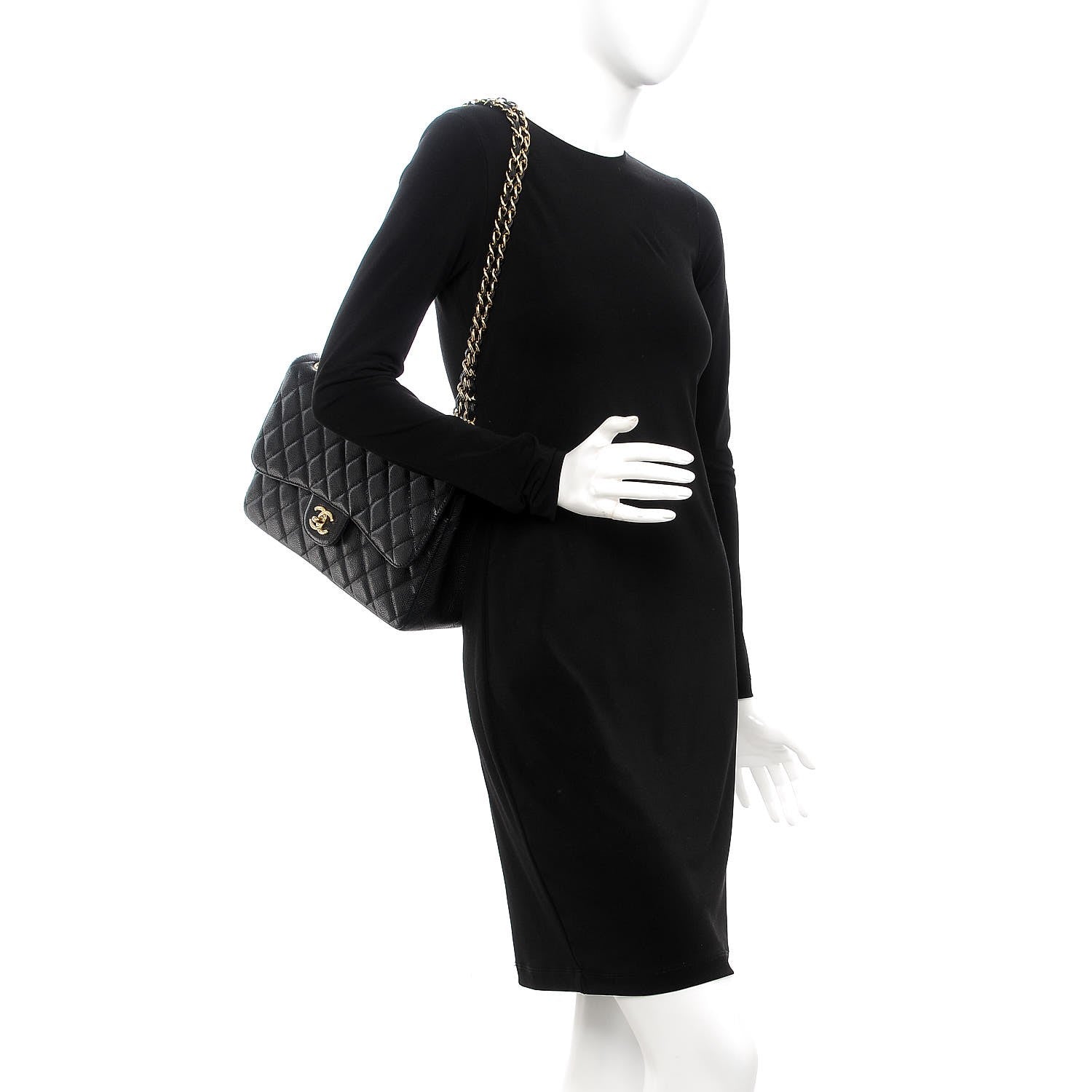 Chanel Caviar Quilted Jumbo Double Flap Black 3 of 11