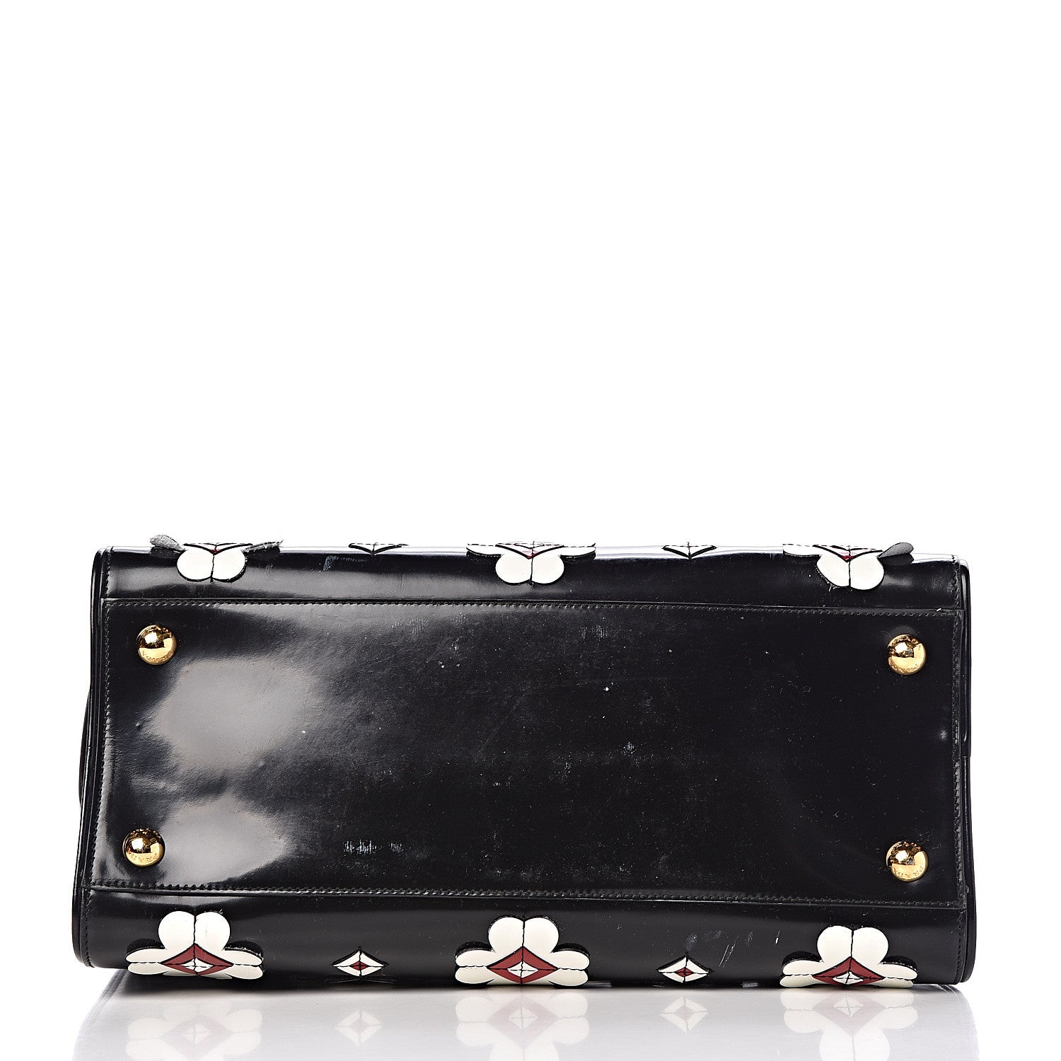Prada Spazzolato Floral Shopper Black White 12 of 21
