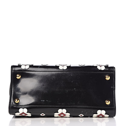 Prada Spazzolato Floral Shopper Black White 12 of 21