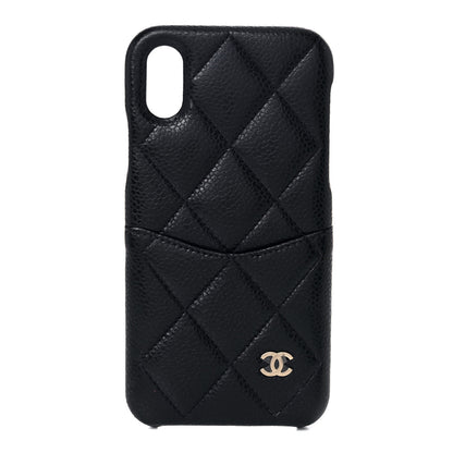 Chanel Caviar Quilted iPhone X Coco Tech Case Navy 1 of 8