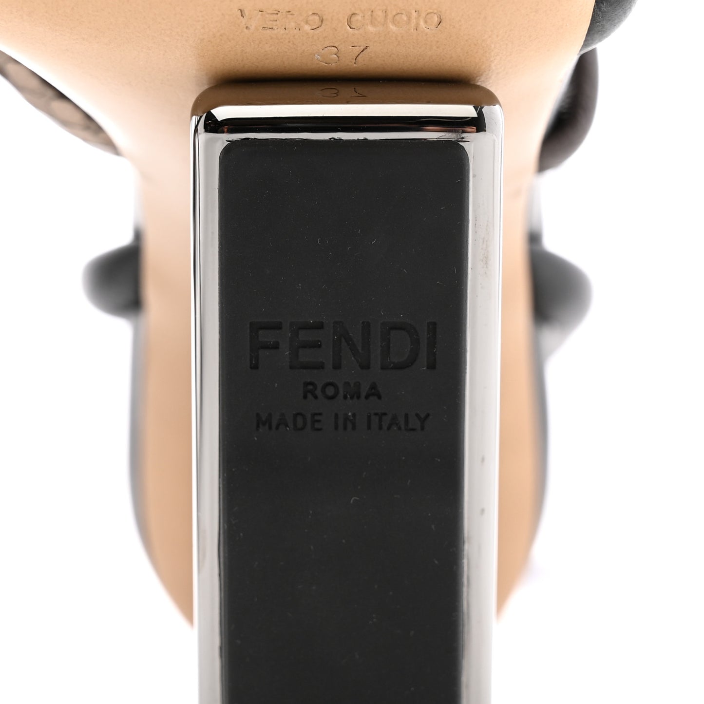 Nappa Metallic Ayers Fendi First 95mm Strappy Sandals 37 Black Chocolate Stagno