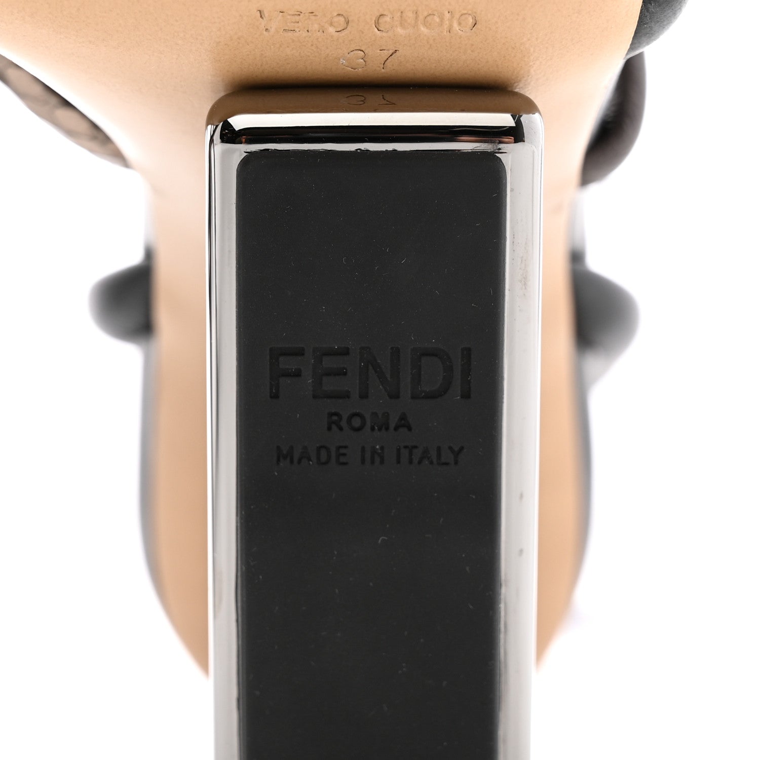 Fendi Nappa Metallic Ayers Fendi First 95mm Strappy Sandals 37 Black Chocolate Stagno 6 of 9