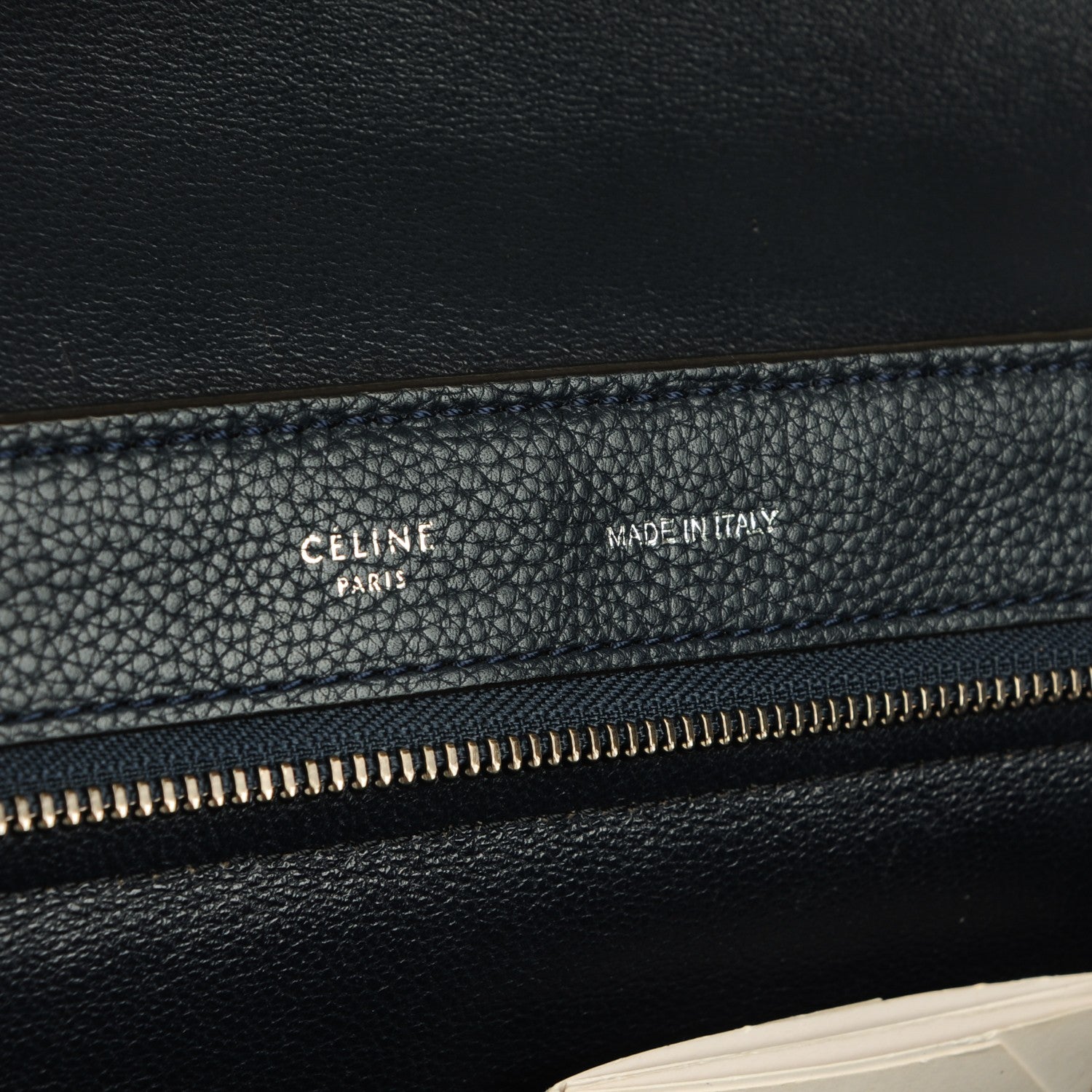 Celine Drummed Calfskin Suede Medium Trapeze Navy 5 of 7
