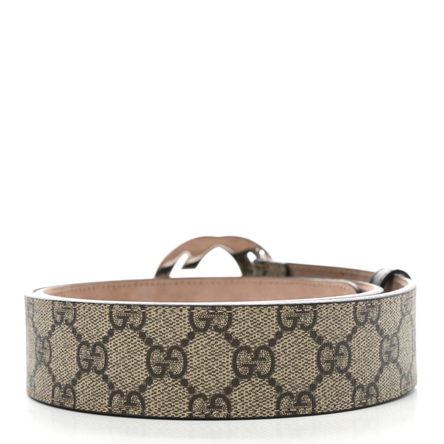 Gucci GG Supreme Monogram Selleria Calfskin Interlocking G 40mm Belt 90 36 Beige Ebony Cocoa 2 of 4