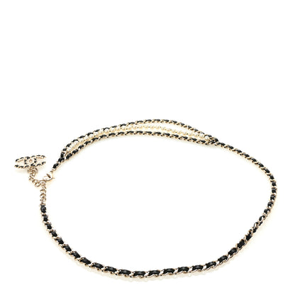 Chanel Lambskin Pearl Crystal Chain CC Fancy Belt 85 Black Gold 2 of 4