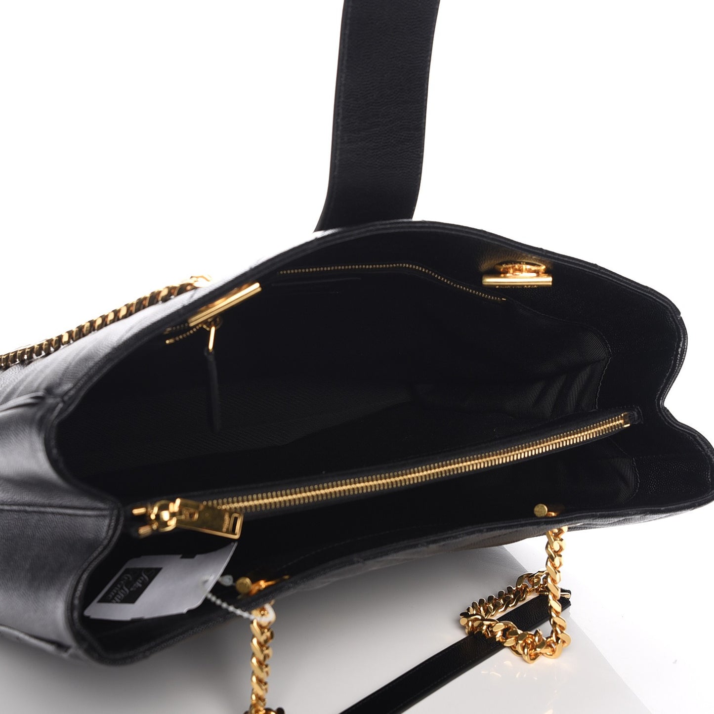 Grain De Poudre Matelasse Chevron Monogram Shopping Bag Black