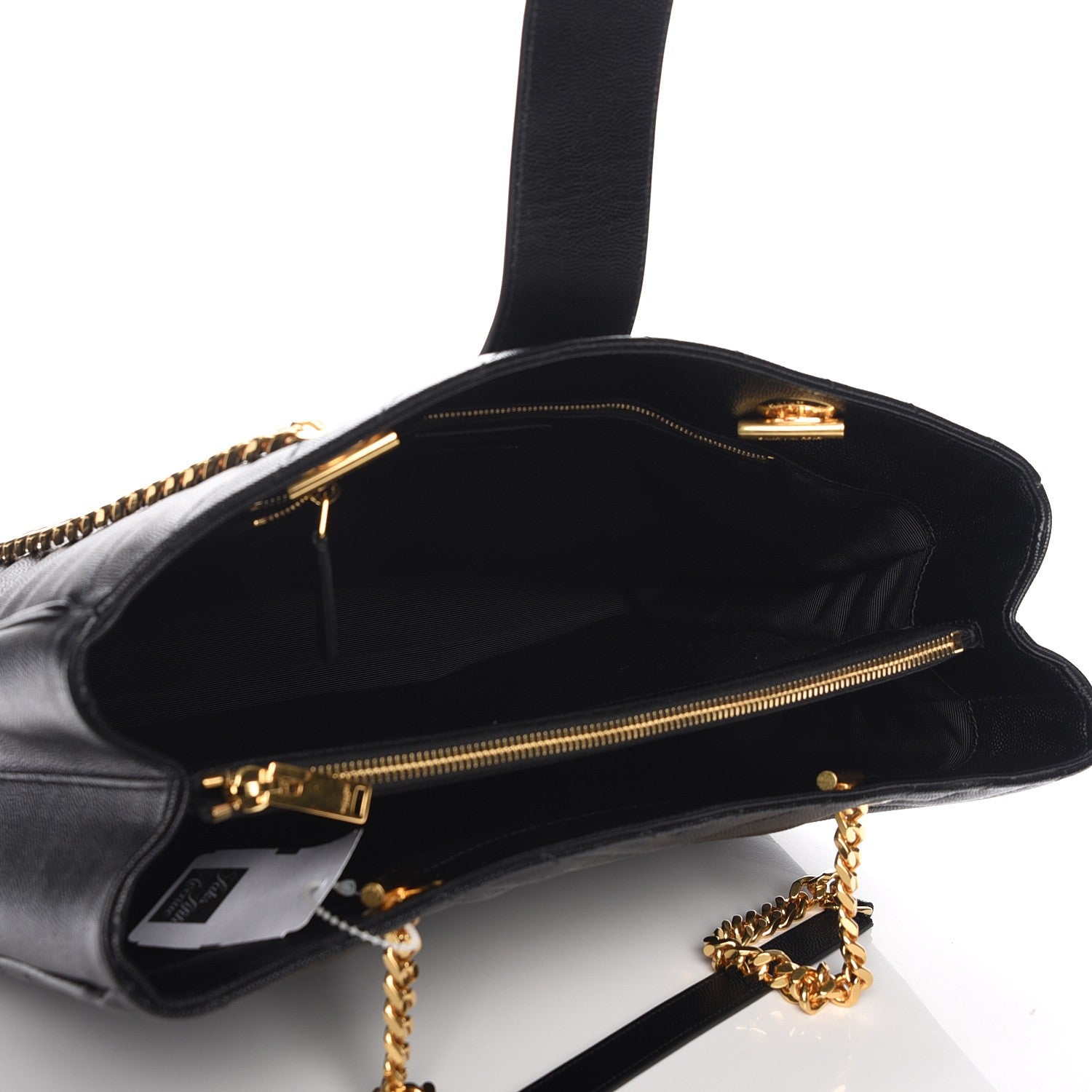 Saint Laurent Grain De Poudre Matelasse Chevron Monogram Shopping Bag Black 5 of 8
