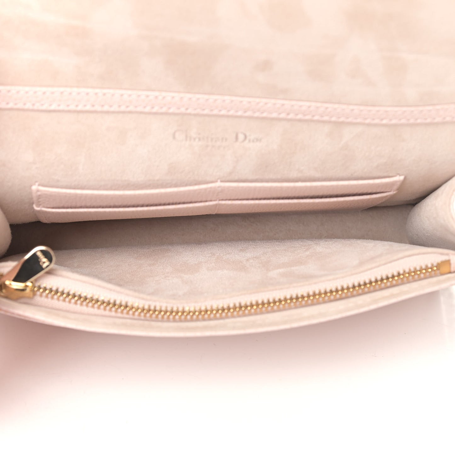 Grained Calfskin Diorama Wallet on Chain Pouch Rose Poudre
