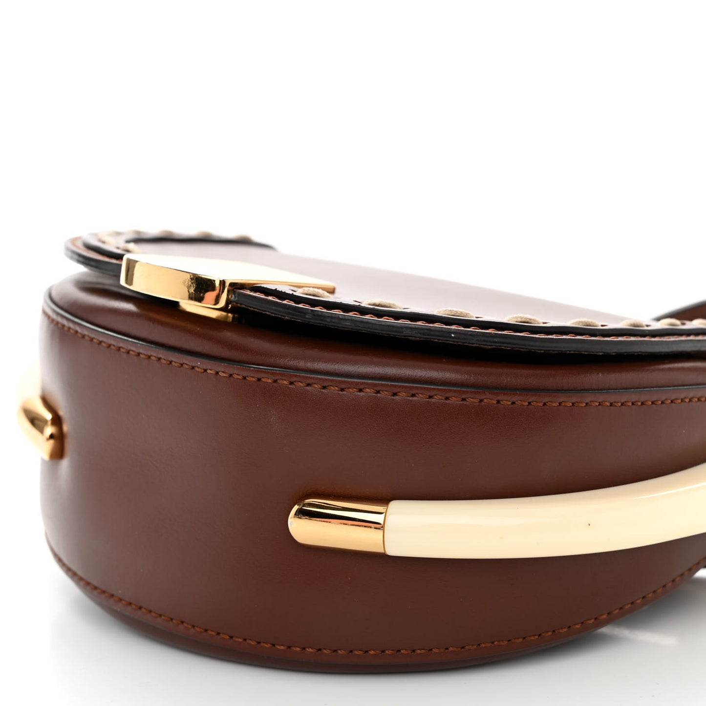 Vitello King Plexiglass Macro Stitchings Moonlight Shoulder Bag Praline