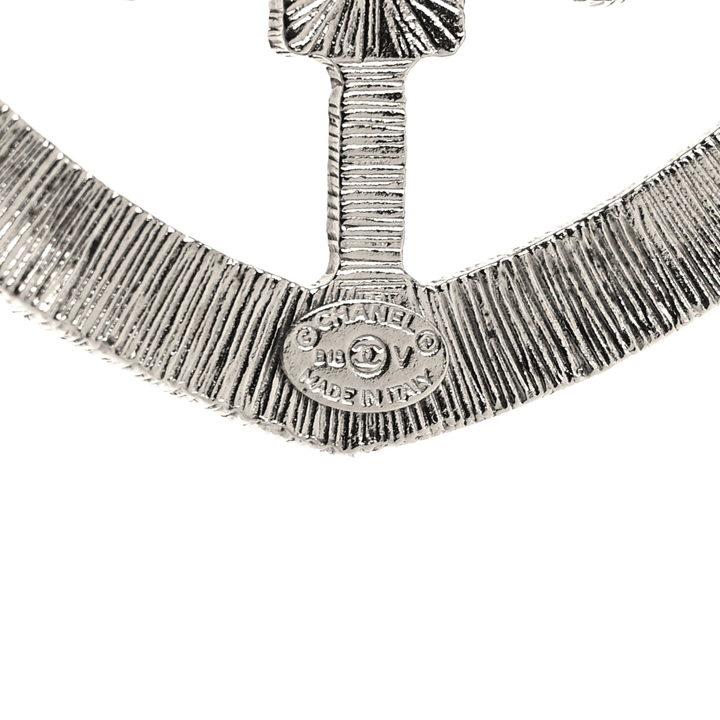 Swarovski Baguette Crystal CC Shield Brooch Silver