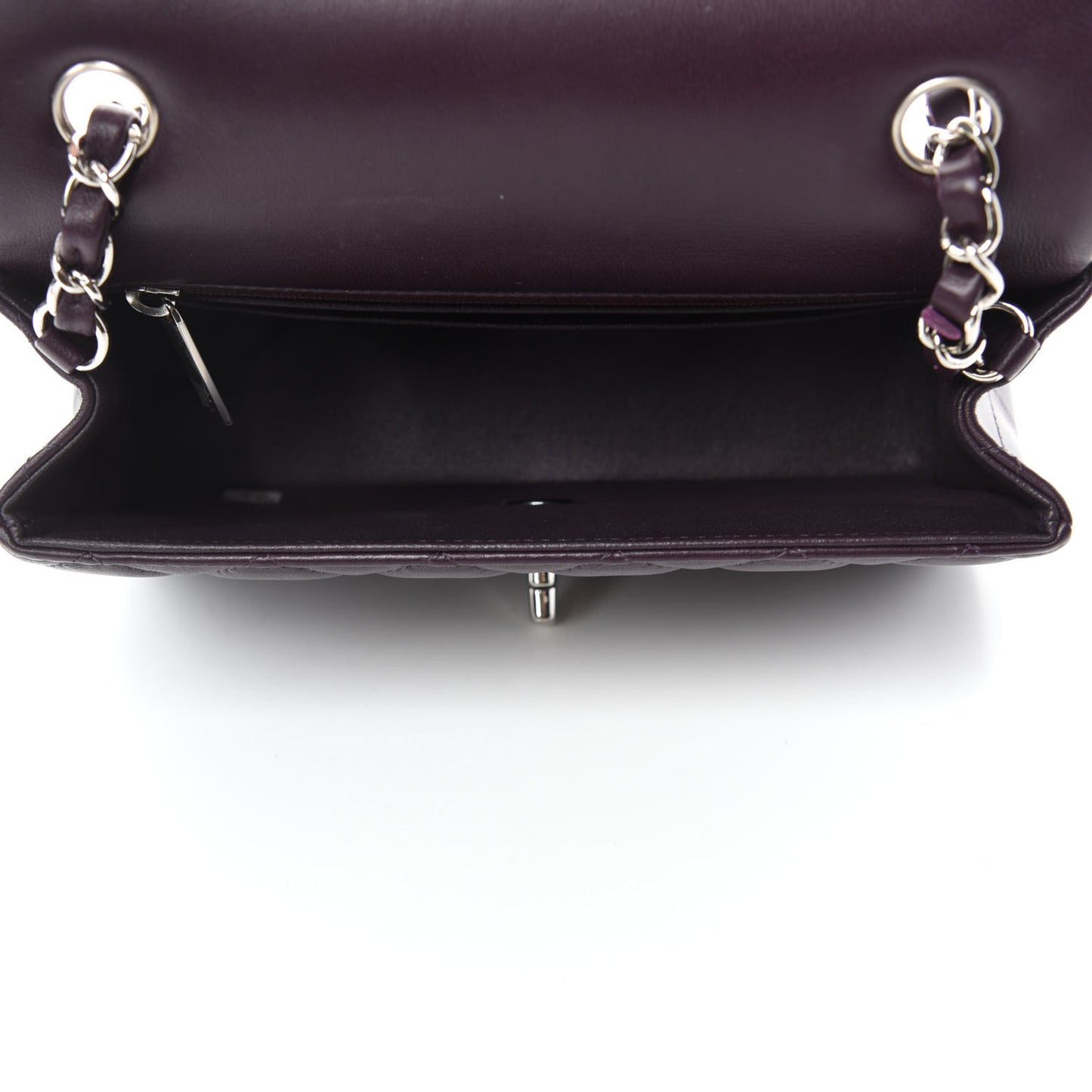 Lambskin Quilted Mini Rectangular Flap Dark Purple