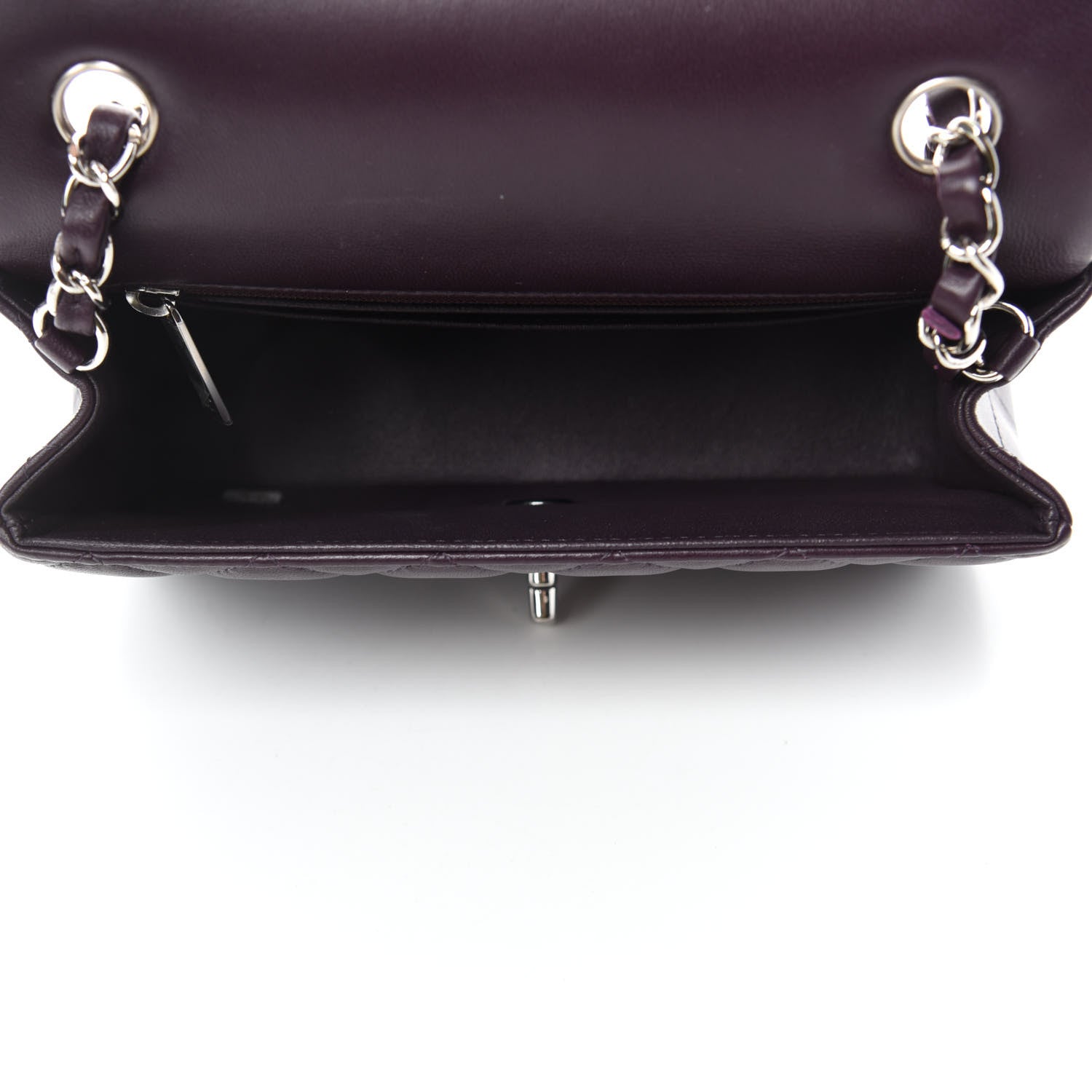 Chanel Lambskin Quilted Mini Rectangular Flap Dark Purple 5 of 11