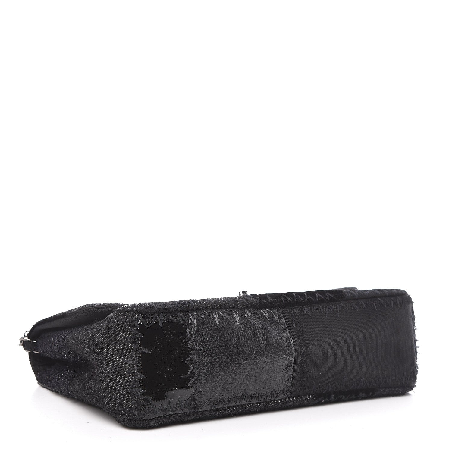 Chanel Tweed Patchwork Jumbo Single Flap Black 4 of 13