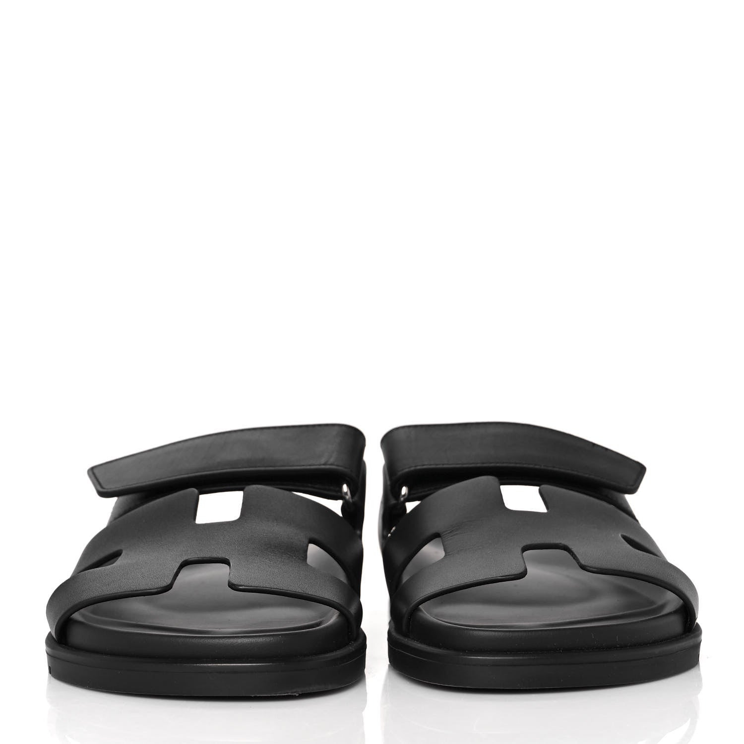 Hermes Calfskin Womens Chypre Sandals 37 Black 2 of 9