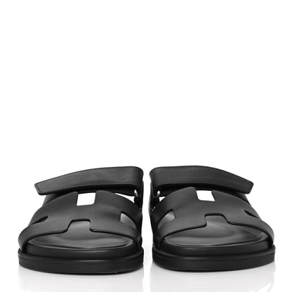 Hermes Calfskin Womens Chypre Sandals 37 Black 2 of 9