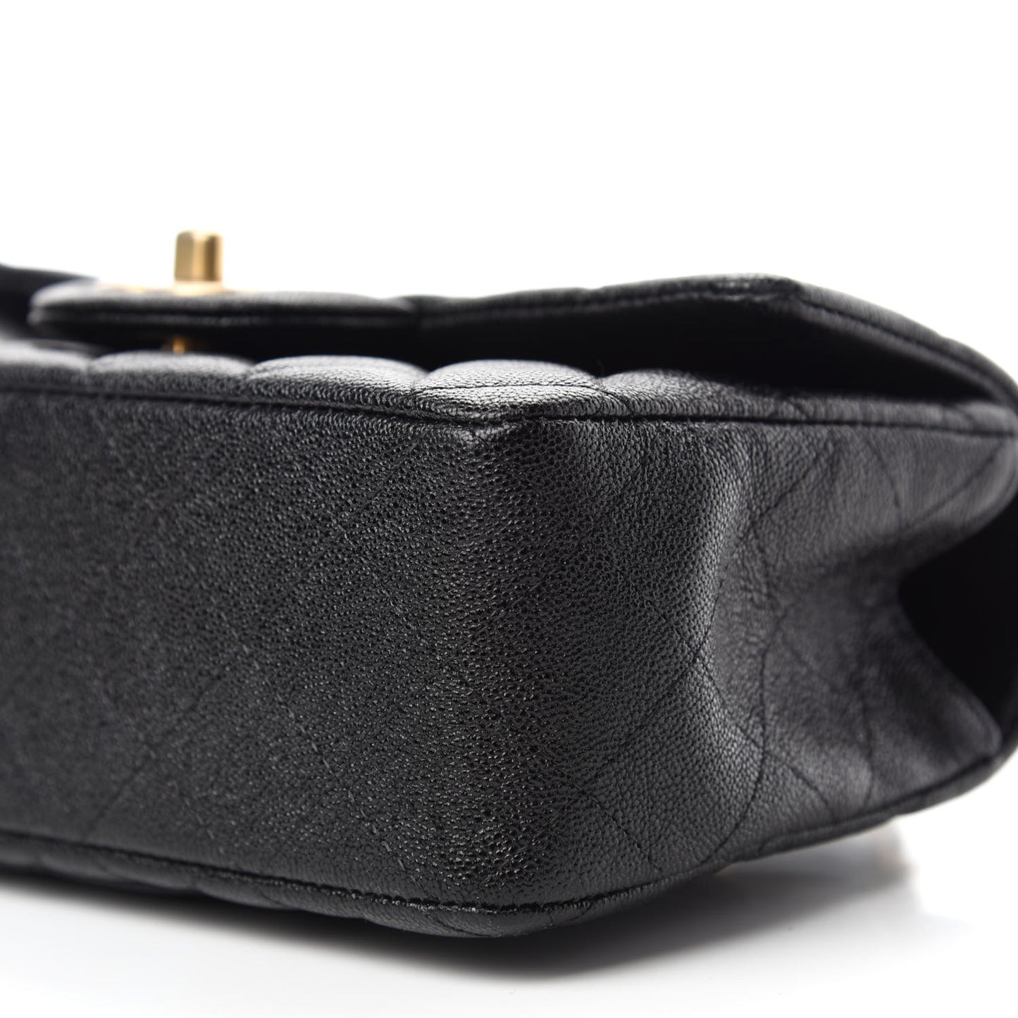 Caviar Quilted Mini Top Handle Rectangular Flap Black
