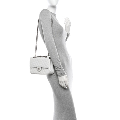 Chanel Caviar Quilted Medium Double Flap Bijoux Chain White 2 of 17