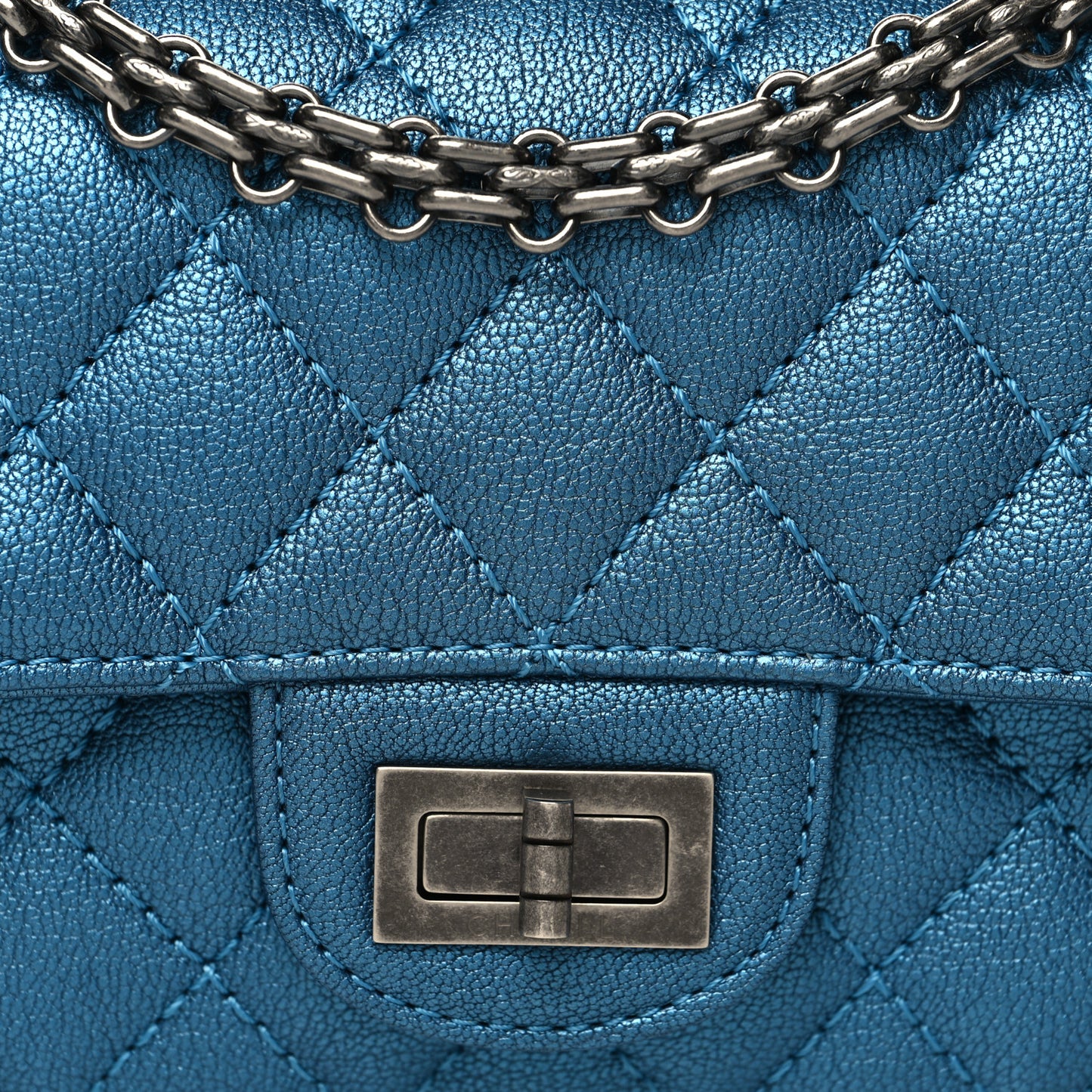 Metallic Sheepskin Quilted 2.55 Reissue Mini Flap Blue