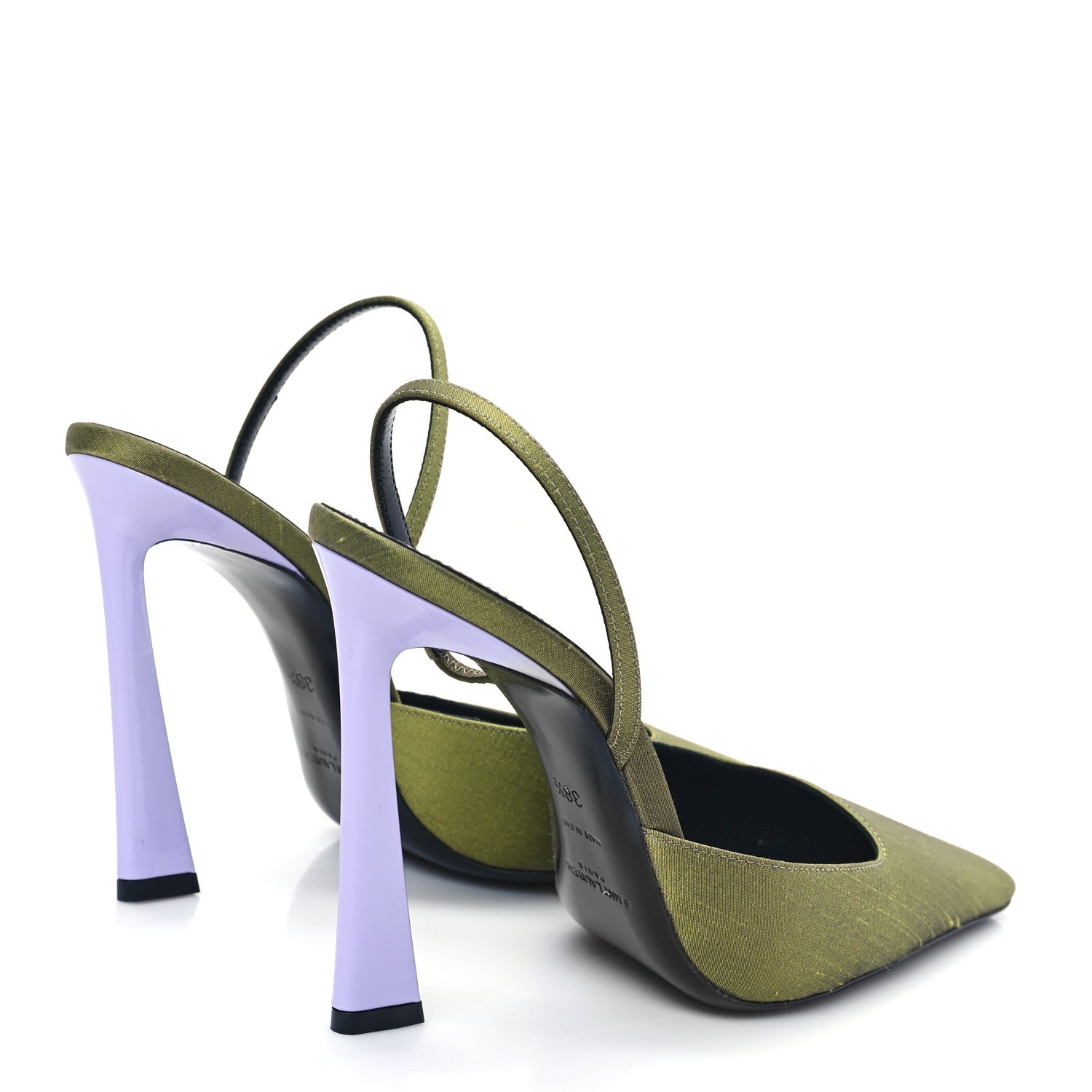 Saint Laurent Crepe De Chine Blade 105 Slingback Pumps 38.5 Lime 4 of 8