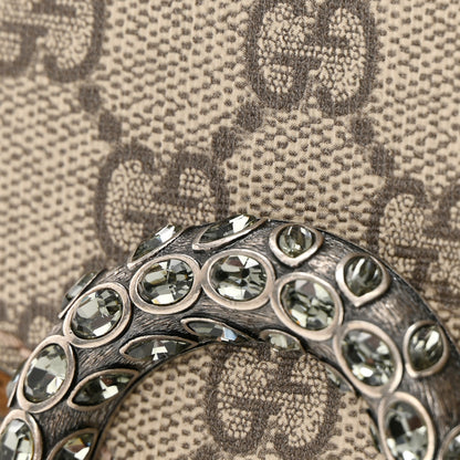 Gucci GG Supreme Monogram Suede Crystal Small Dionysus Shoulder Bag Beige Ebony Taupe 15 of 16
