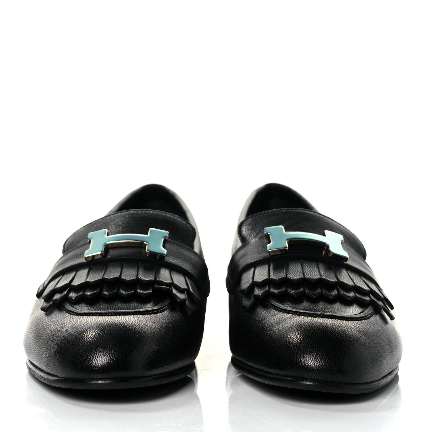 Hermes Goatskin Womens Royal Loafers 36.5 Black 2 of 9