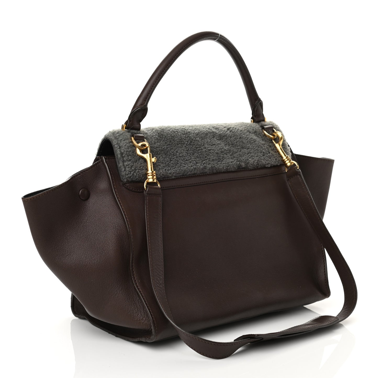 Shearling Calfskin Medium Trapeze Grey