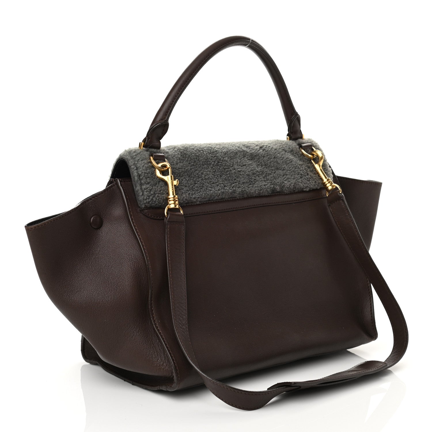 Celine Shearling Calfskin Medium Trapeze Grey 3 of 10