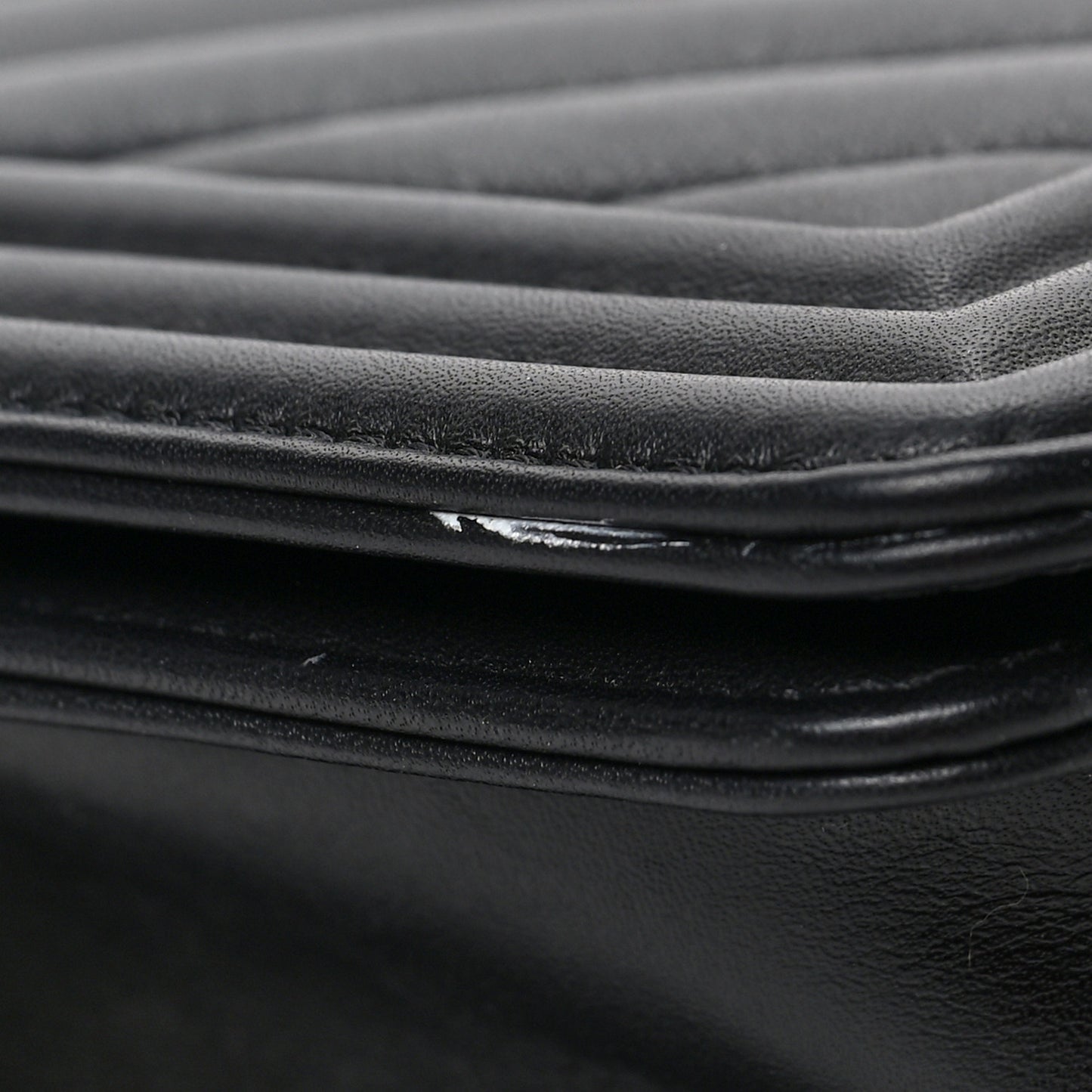 Calfskin Chevron Quilted Medium Boy Flap Black