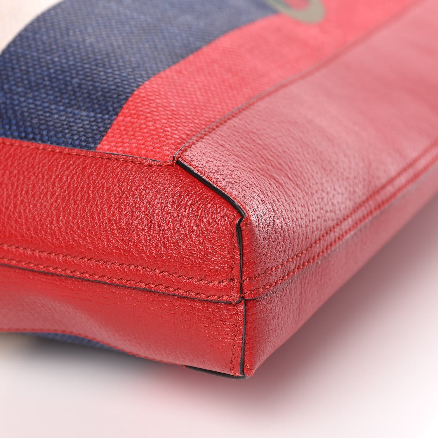 Gucci Canvas Calfskin Sylvie Stripe Logo Mens Tote Red White Blue 9 of 9