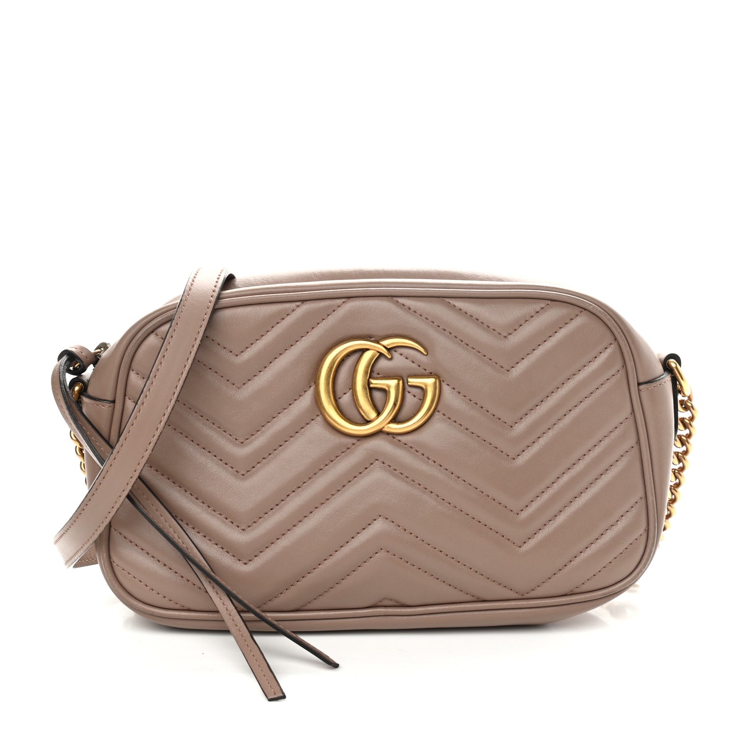 Calfskin Matelasse Small GG Marmont Chain Shoulder Bag Porcelain Rose