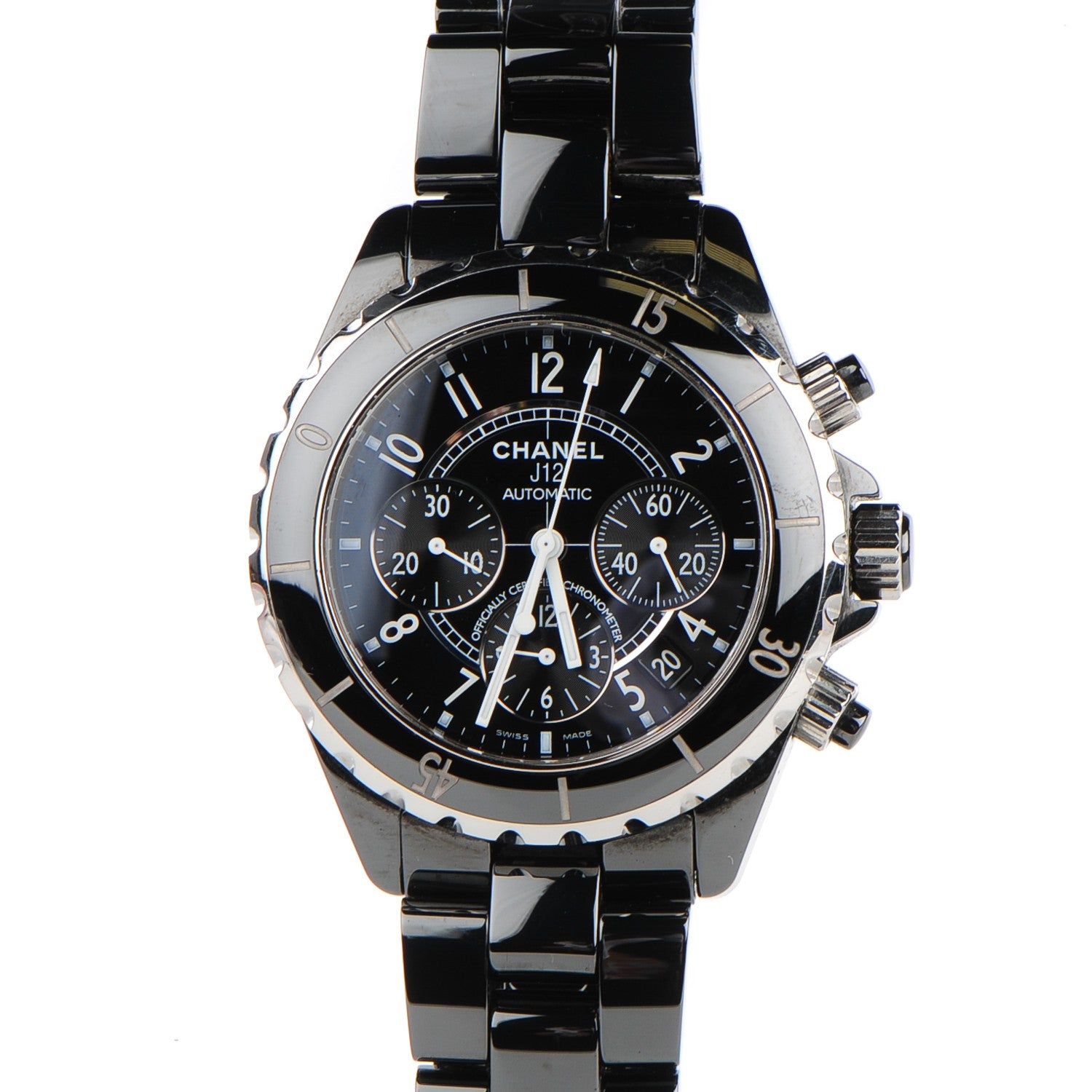 Chanel Stainless Steel Ceramic 41mm J12 Chronograph Automatic Watch Black 1 of 3