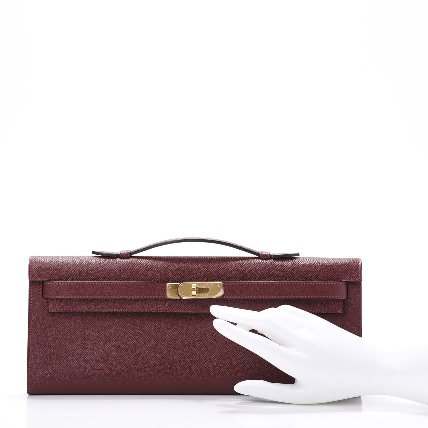 Epsom Kelly Cut Clutch Pochette Rouge H