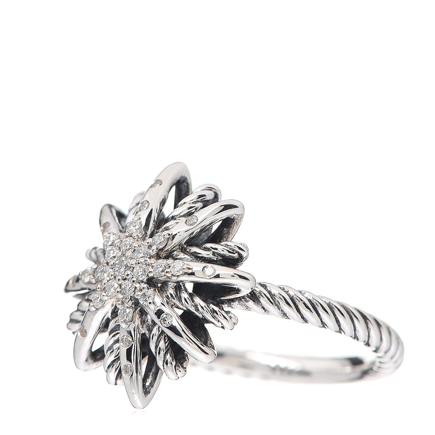 Sterling Silver Diamond 16mm Starburst Ring 54 6.75
