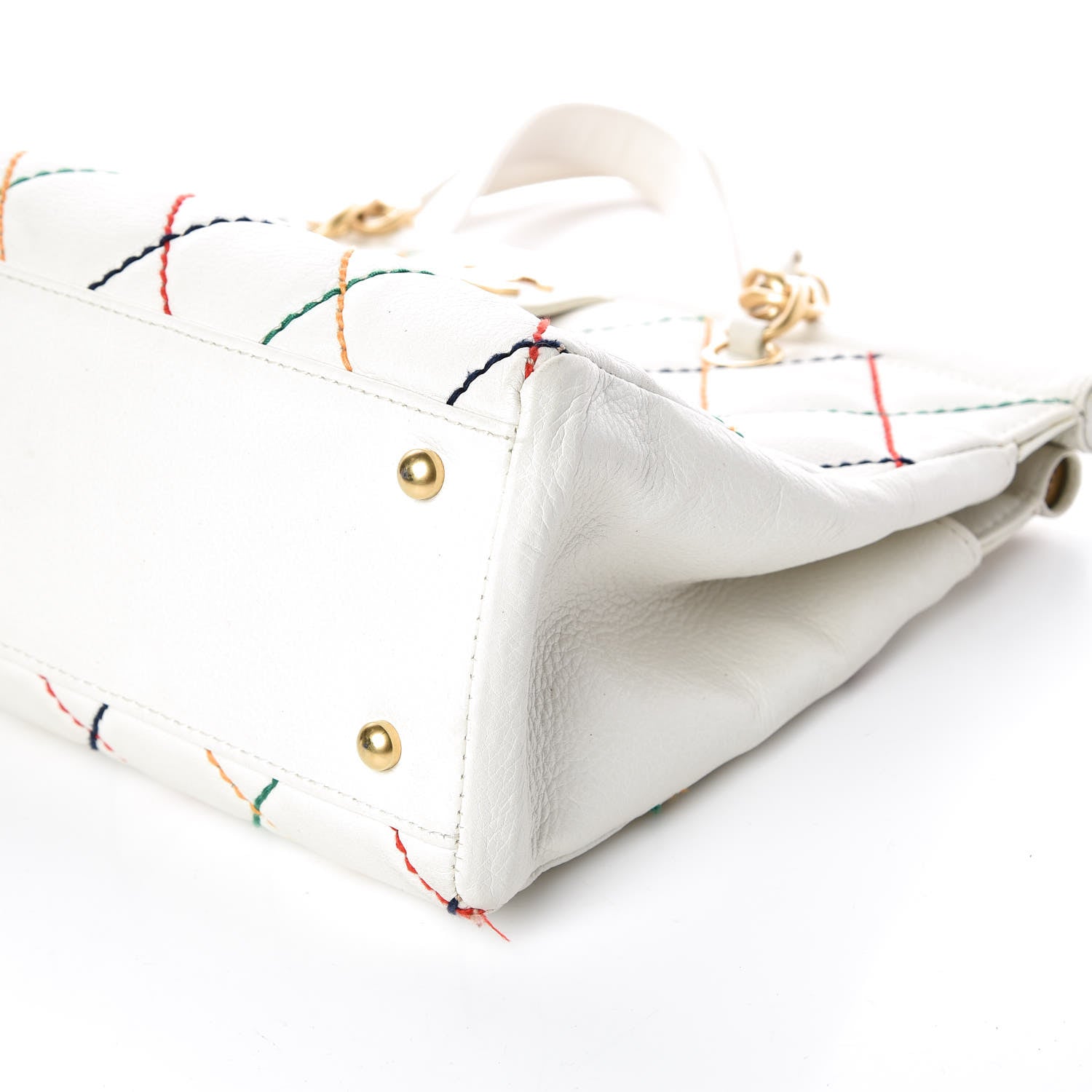 Chanel Calfskin Multicolor Stitch Tote White 6 of 11