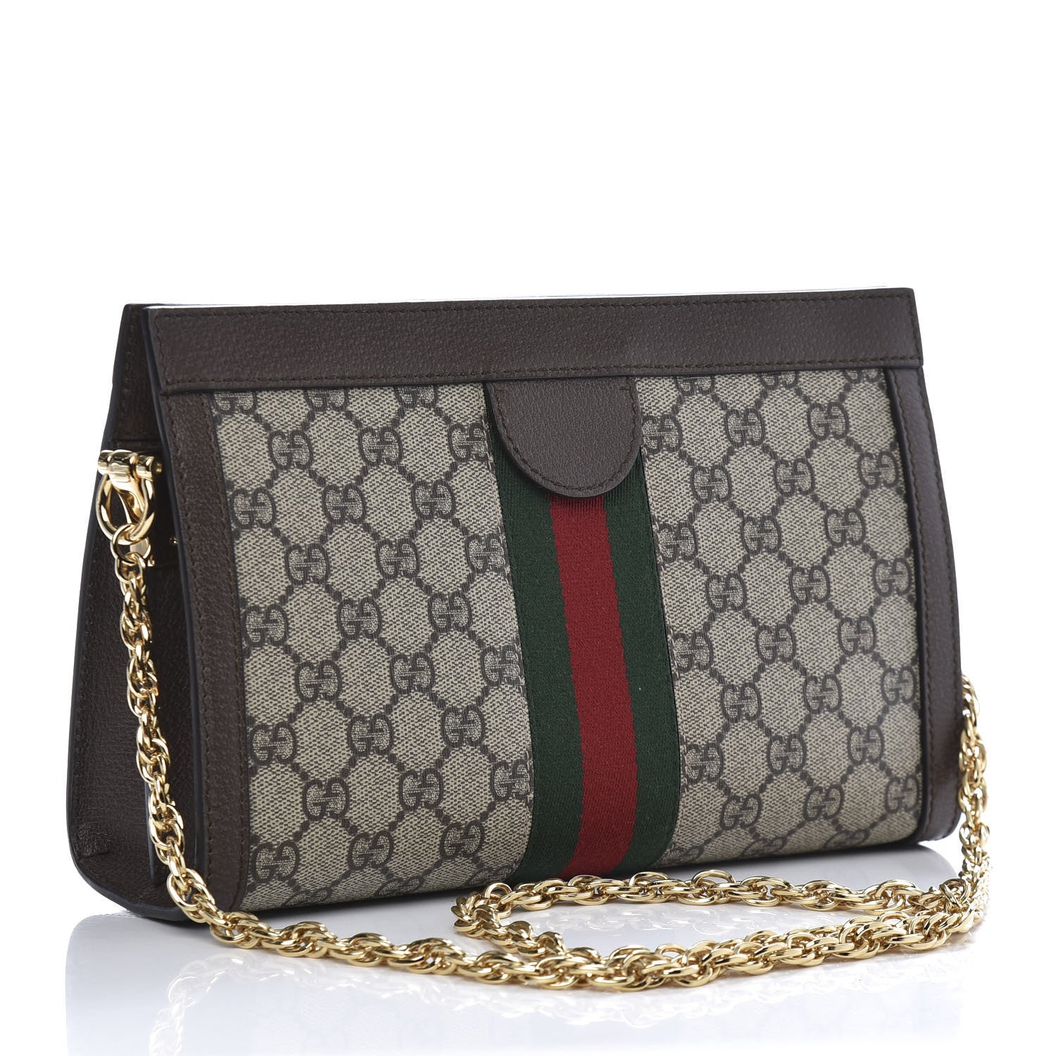 Gucci GG Supreme Monogram Web Small Ophidia Chain Shoulder Bag Brown 3 of 11
