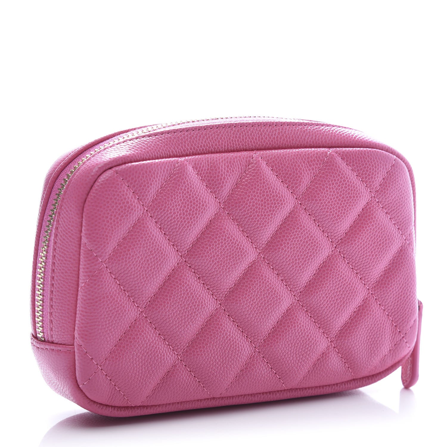 Chanel Caviar Quilted Small Curvy Pouch Cosmetic Case Pink 3 of 10
